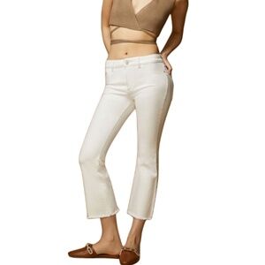 EUC DL 1961 Bridget Mid Rise Cropped Raw Hem Jean in Napa white, Size 30